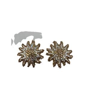 Vintage Richard Kerr 80s Glamour Pavé Crystal Statement Clip On Earrings